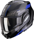 Flip-Up Motorcycle Helmet Scorpion Exo Exo-Tech Evo Polycarbonate Black Blue Socius Size M