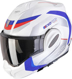 Flip-Up Motorcycle Helmet Scorpion Exo Exo-Tech Evo Pro Ultra Tct White Blue Red Acuti Size Xl