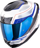 Full-Face Motorcycle Helmet Scorpion Exo Exo-391 Polycarbonate White Blue Leo Size Xl