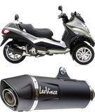 Exhaust Tip Without Sound Certification Nero Stainless Steel Carbon Fiber End Cap - Leovince Compatible With Piaggio Mp3 500 (2011-2016)