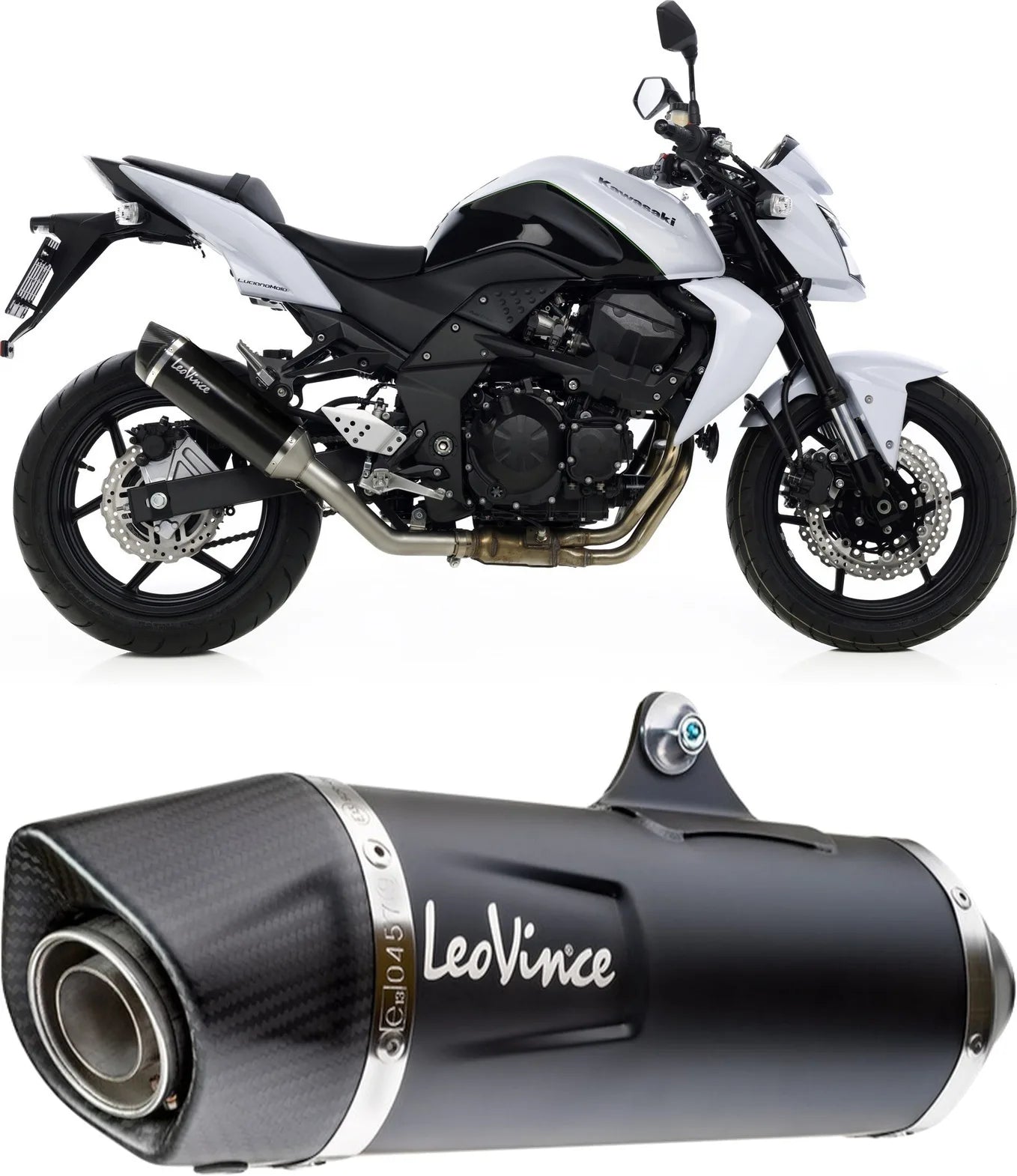 Exhaust Tip Without Sound Certification Nero Stainless Steel Carbon Fiber End Cap - Leovince Compatible With Kawasaki Z 750 (2007-2014)