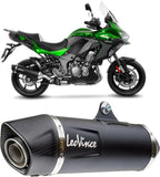 Exhaust Tip Without Sound Certification Nero Stainless Steel Carbon Fiber End Cap - Leovince Compatible With Kawasaki Versys 1000 (2019-2024)