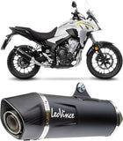 Exhaust Tip Without Sound Certification Nero Stainless Steel Carbon Fiber End Cap - Leovince Compatible With Honda Cbr 500 R (2019-2023)