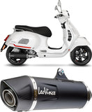 Complete Exhaust System Without Catalytic Converter And Without Sound Certification Nero Stainless Steel Carbon Fiber End Cap - Leovince Compatible With Piaggio Vespa Gts 300 Hpe (2021-2024)