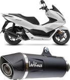 Complete Exhaust System Without Catalytic Converter And Without Sound Certification Nero Stainless Steel Carbon Fiber End Cap - Leovince Compatible With Honda Pcx 125 (2021-2024)