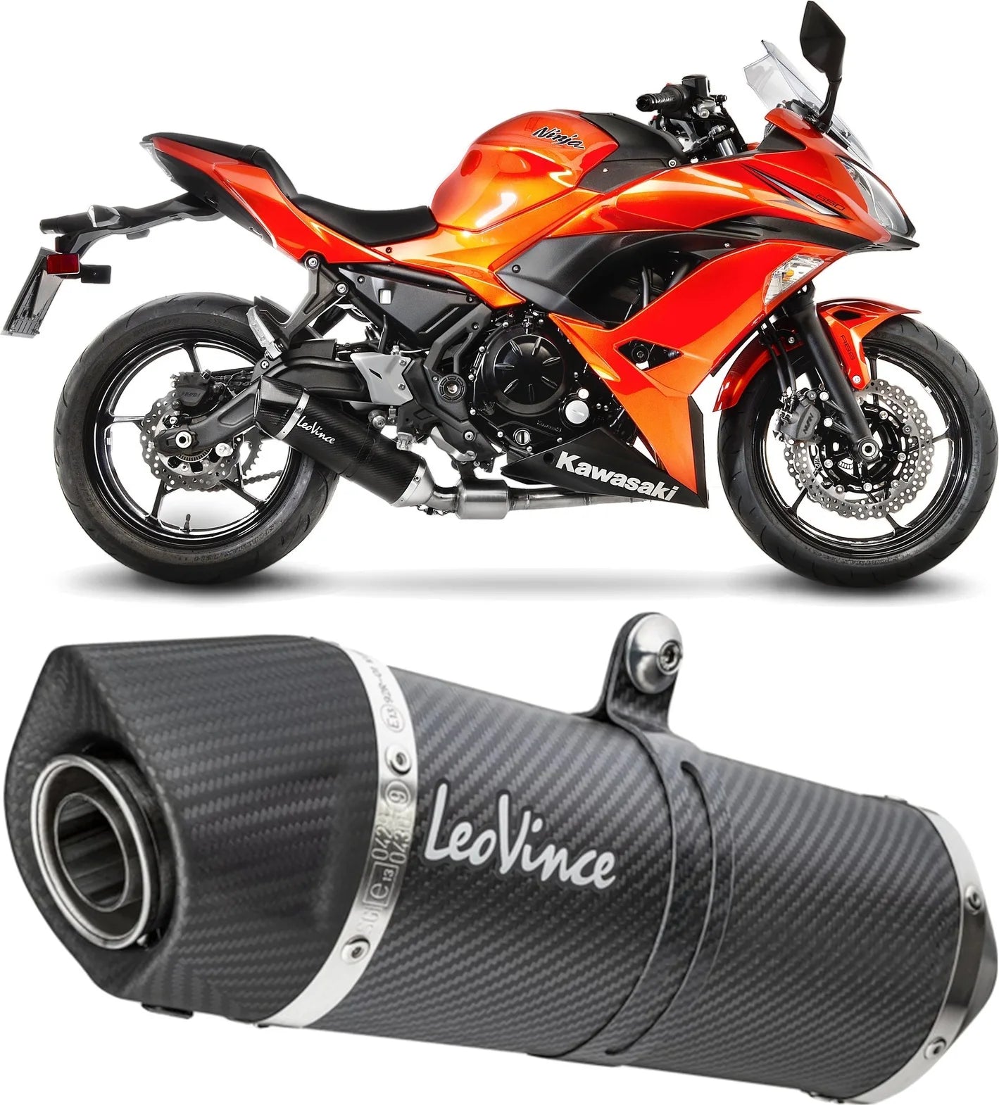 Complete Exhaust System Without Catalytic Converter And Without Sound Certification Lv One Evo Carbon Fiber Carbon Fiber End Cap - Leovince Compatible With Kawasaki Ninja 650 (2020)