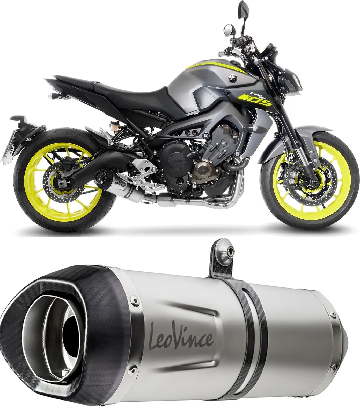 Complete Exhaust System Without Catalytic Converter And Without Sound Certification Lv One Evo Stainless Steel Carbon Fiber End Cap - Leovince Compatible With Yamaha Fz-09 (2017-2020)