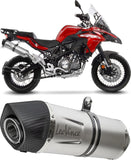 Exhaust Tip Without Sound Certification Lv One Evo Stainless Steel Carbon Fiber End Cap - Leovince Compatible With Benelli Trk 502 X (2018-2024)