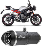 Exhaust Tip Without Sound Certification Lv One Evo Carbon Fiber Carbon Fiber End Cap - Leovince Compatible With Triumph Street Triple 765 R - Sa2 (2017-2019)