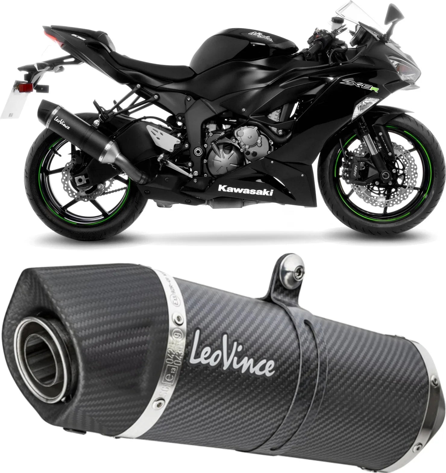 Exhaust Tip Without Sound Certification Lv One Evo Carbon Fiber Carbon Fiber End Cap - Leovince Compatible With Kawasaki Zx 6R Ninja (2024-2026)