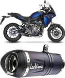 Complete Exhaust System Without Catalytic Converter And Without Sound Certification Lv One Evo Steel Black Carbon Fiber End Cap - Leovince Compatible With Yamaha Tracer 7 Gt (2020-2024)