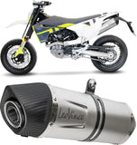 Exhaust Tip Without Sound Certification Lv One Evo Stainless Steel Carbon Fiber End Cap - Leovince Compatible With Husqvarna 701 Enduro - Lr (2021-2024)