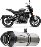 Complete Exhaust System Without Catalytic Converter And Without Sound Certification Lv One Evo Stainless Steel Carbon Fiber End Cap - Leovince Compatible With Triumph Trident 660 (2021-2024)