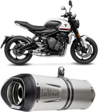 Complete Exhaust System Without Catalytic Converter And Without Sound Certification Lv One Evo Stainless Steel Carbon Fiber End Cap - Leovince Compatible With Triumph Trident 660 (2021-2024)