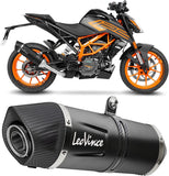 Exhaust Tip Without Sound Certification Lv One Evo Steel Black Carbon Fiber End Cap - Leovince Compatible With Ktm 125 Duke (2021-2023)