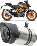 Exhaust Tip Without Sound Certification Lv One Evo Stainless Steel Carbon Fiber End Cap - Leovince Compatible With Ktm 125 Duke (2021-2023)