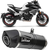 Exhaust Tip Without Sound Certification Lv One Evo Steel Black Carbon Fiber End Cap - Leovince Compatible With Cfmoto 800 Nk Advanced (2023-2024)