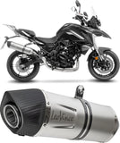 Exhaust Tip Without Sound Certification Lv One Evo Stainless Steel Carbon Fiber End Cap - Leovince Compatible With Benelli Trk 702 - X (2023-2024)