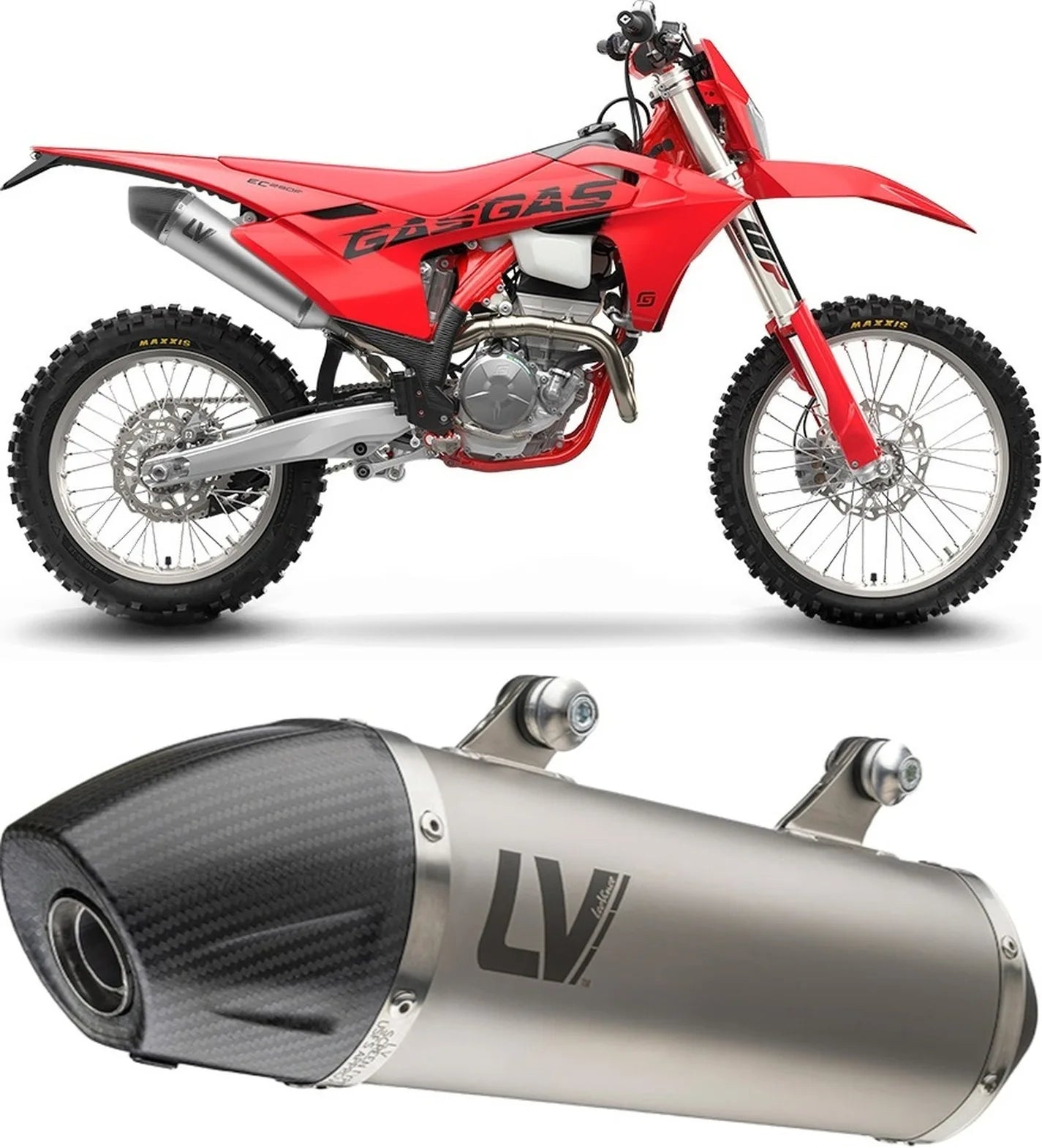 Exhaust Tip Without Sound Certification Lv-X Evo Stainless Steel Carbon Fiber End Cap - Leovince Compatible With Gasgas Ec 250 F (2024-2025)