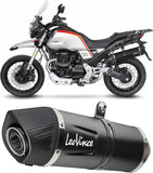 Exhaust Tip Without Sound Certification Lv One Evo Steel Black Carbon Fiber End Cap - Leovince Compatible With Moto Guzzi V85 Tt (2019-2023)