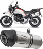 Exhaust Tip Without Sound Certification Lv One Evo Stainless Steel Carbon Fiber End Cap - Leovince Compatible With Moto Guzzi V85 Tt (2024-2026)