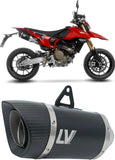 Dual Exhaust System Without Sound Certification Lv Pro Steel Black Carbon Fiber End Cap - Leovince Compatible With Ducati Hypermotard 698 Mono (2024-2026)