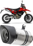 Dual Exhaust System Without Sound Certification Lv Pro Stainless Steel Carbon Fiber End Cap - Leovince Compatible With Ducati Hypermotard 698 Mono (2024-2026)
