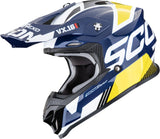 Off-Road Motorcycle Helmet Scorpion Exo Vx-16 Evo Air Polycarbonate White Blue Yellow Analog Size Xxl