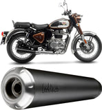 Exhaust Tip Without Sound Certification Classic Racer Steel Black Stainless Steel End Cap - Leovince Compatible With Royal Enfield Classic 350 (2021-2024)