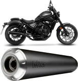 Exhaust Tip Without Sound Certification Classic Racer Steel Black Stainless Steel End Cap - Leovince Compatible With Honda Cmx 1100 Rebel (2021-2024)