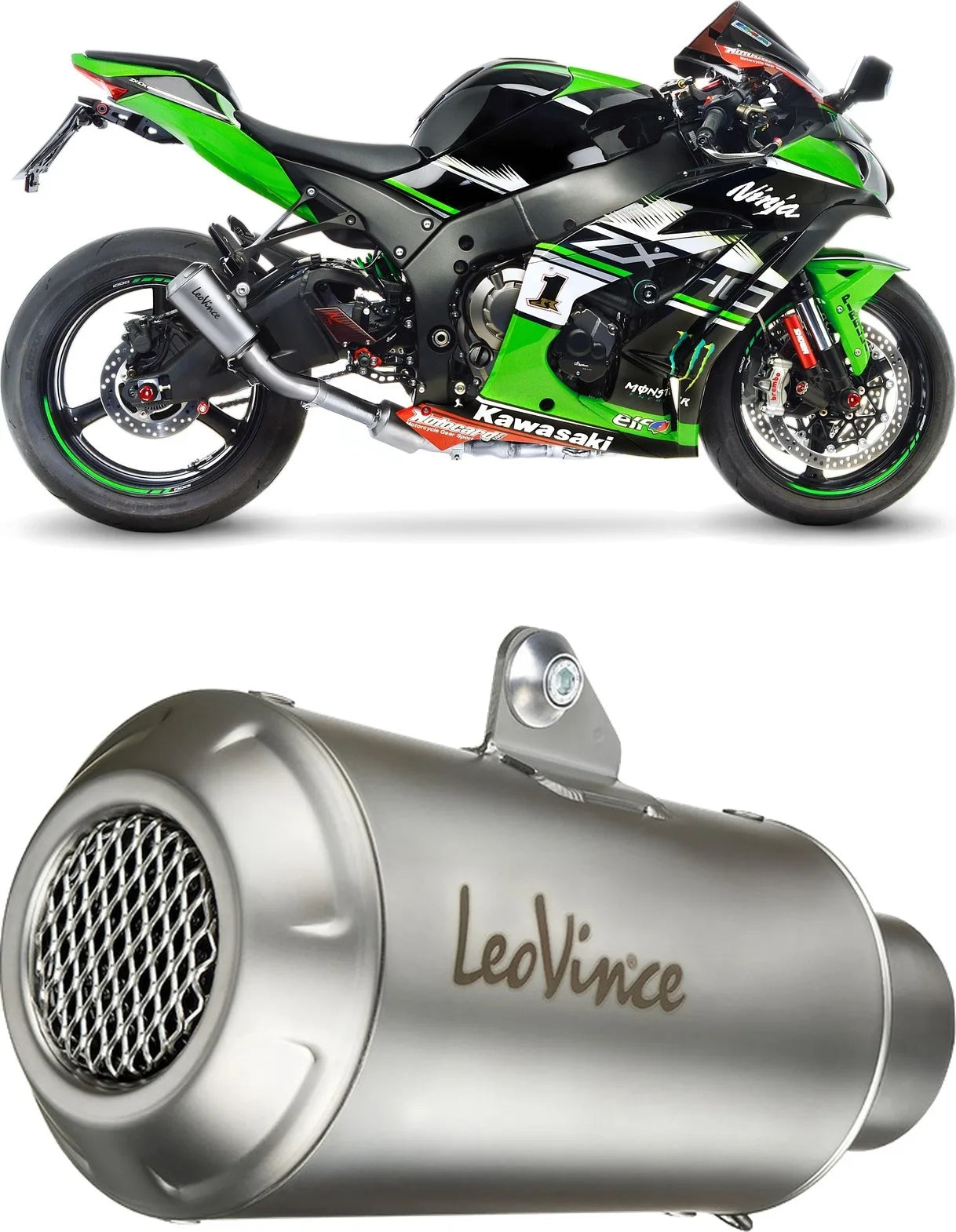 Exhaust Tip Without Sound Certification Lv-10 Stainless Steel Stainless Steel End Cap - Leovince Compatible With Kawasaki Zx 10Rr Ninja (2017-2020)