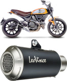 Exhaust Tip Without Sound Certification Lv-10 Steel Black Stainless Steel End Cap - Leovince Compatible With Ducati Scrambler 800 - Full Throttle (2017-2020)