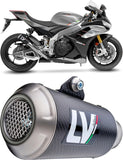 Exhaust Tip Without Sound Certification Lv-10 Carbon Fiber Stainless Steel End Cap - Leovince Compatible With Aprilia Tuono V4 1100 (2021-2024)