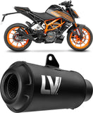 Exhaust Tip Without Sound Certification Lv-10 Steel Full Black Steel Black End Cap - Leovince Compatible With Ktm 125 Duke (2021-2023)