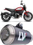 Exhaust Tip Without Sound Certification Lv-10 Carbon Fiber Stainless Steel End Cap - Leovince Compatible With Ducati Scrambler 800 Icon (2021-2022)