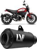 Exhaust Tip Without Sound Certification Lv-10 Steel Full Black Steel Black End Cap - Leovince Compatible With Ducati Scrambler 800 Night Shift (2021-2022)