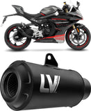 Exhaust Tip Without Sound Certification Lv-10 Steel Full Black Steel Black End Cap - Leovince Compatible With Cfmoto 450 Ss - Sr (2023-2024)
