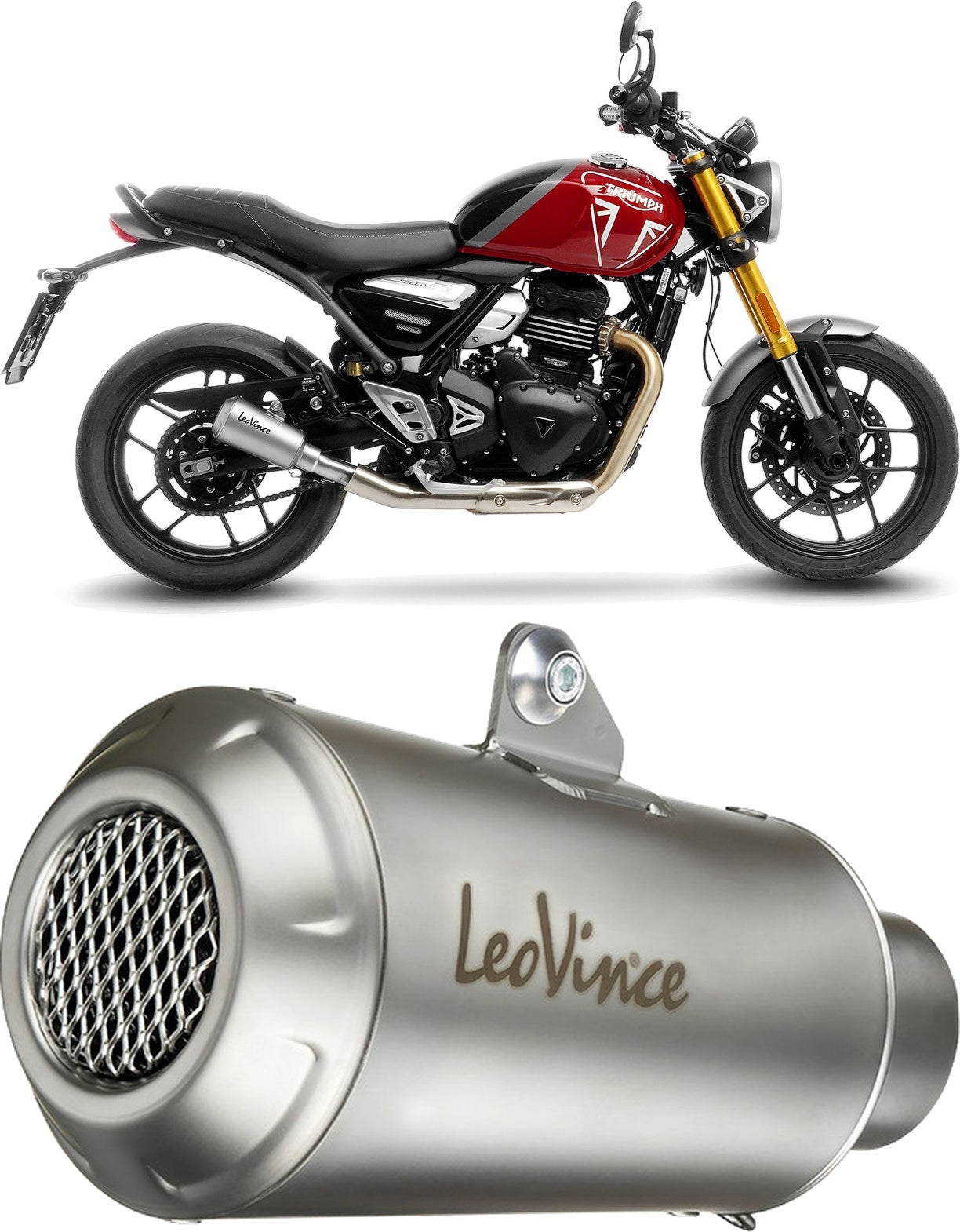 Exhaust Tip Without Sound Certification Lv-10 Stainless Steel Stainless Steel End Cap - Leovince Compatible With Triumph Speed 400 (2024-2026)