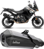 Exhaust Tip Without Sound Certification Lv-12 R Steel Black Carbon Fiber End Cap - Leovince Compatible With Ktm 1290 Super Adventure R - S (2017-2020)
