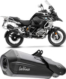 Exhaust Tip Without Sound Certification Lv-12 R Steel Black Carbon Fiber End Cap - Leovince Compatible With Bmw R 1250 Gs Adventure (2019-2023)