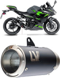 Exhaust Tip Without Sound Certification Lv Corsa Steel Black Stainless Steel End Cap - Leovince Compatible With Kawasaki Z 400 (2022-2023)