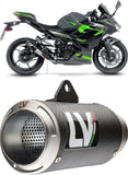 Exhaust Tip Without Sound Certification Lv Corsa Carbon Fiber Stainless Steel End Cap - Leovince Compatible With Kawasaki Z 400 (2022-2023)