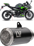 Exhaust Tip Without Sound Certification Lv Corsa S Steel Black Stainless Steel End Cap - Leovince Compatible With Kawasaki Ninja 400 (2022-2023)