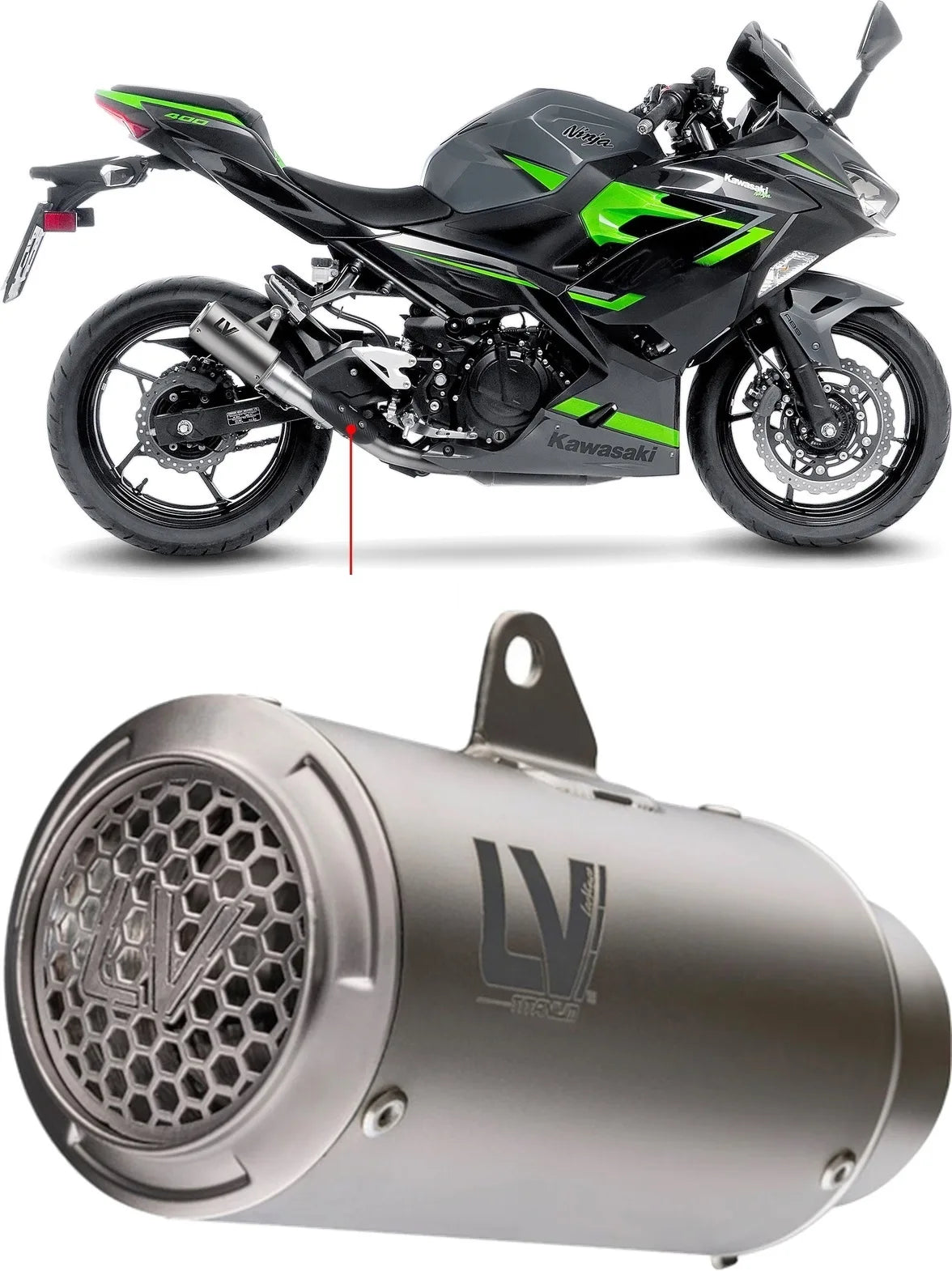 Exhaust Tip Without Sound Certification Lv Corsa S Titanium Stainless Steel End Cap - Leovince Compatible With Kawasaki Z 400 (2019-2021)