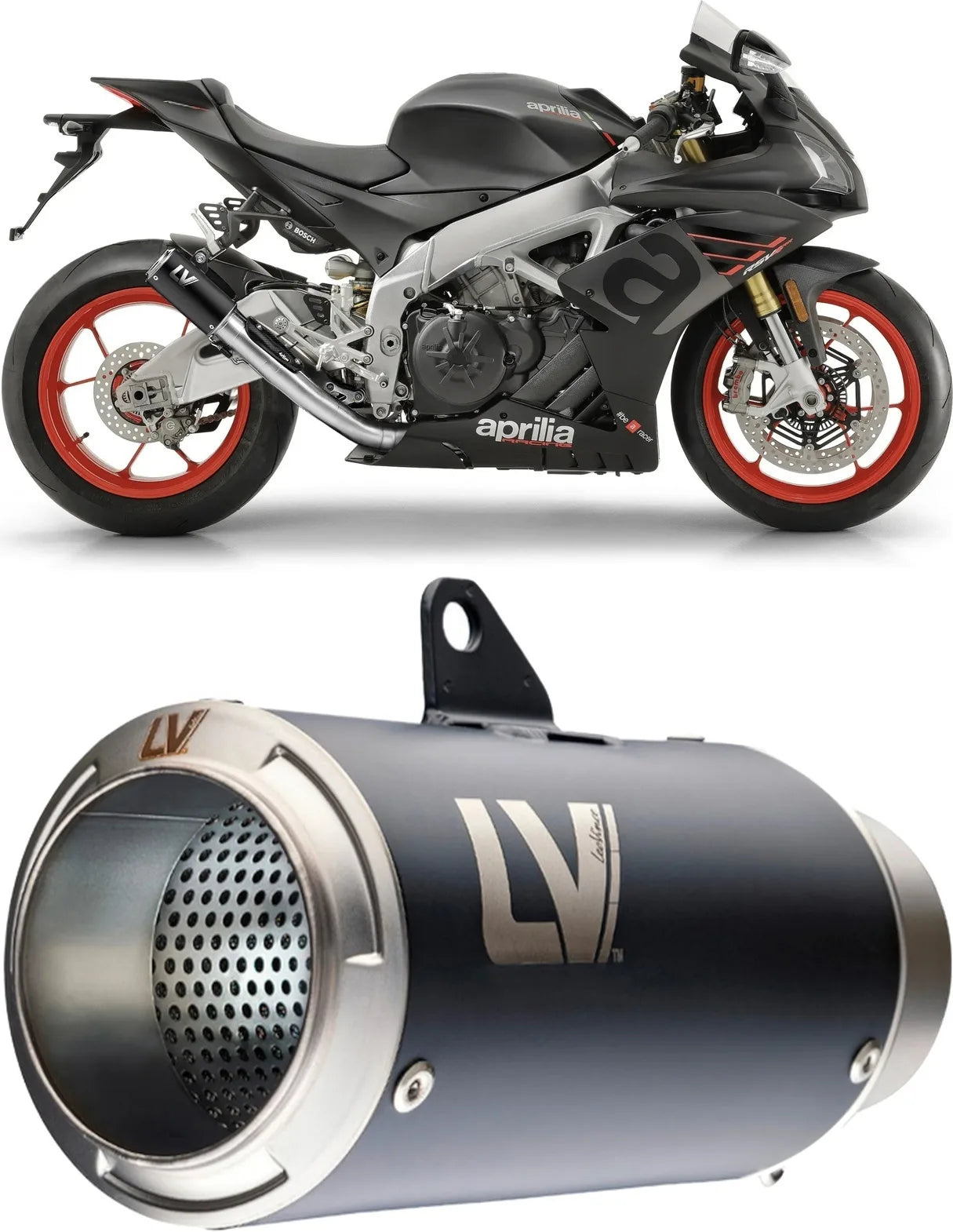 Exhaust Tip Without Sound Certification Lv Corsa Steel Black Stainless Steel End Cap - Leovince Compatible With Aprilia Rsv4 1000 Rr (2019-2020)