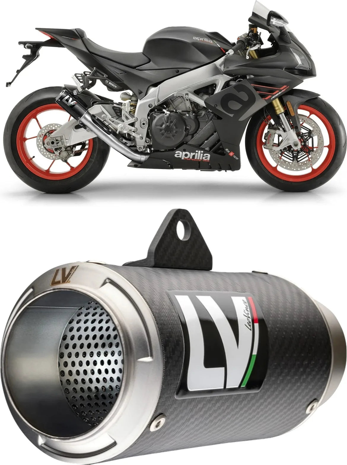 Exhaust Tip Without Sound Certification Lv Corsa Carbon Fiber Stainless Steel End Cap - Leovince Compatible With Aprilia Tuono V4 1100 Factory (2019-2020)