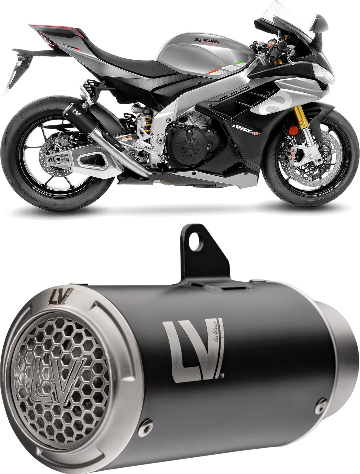 Exhaust Tip Without Sound Certification Lv Corsa S Steel Black Stainless Steel End Cap - Leovince Compatible With Aprilia Tuono V4 1100 (2021-2024)