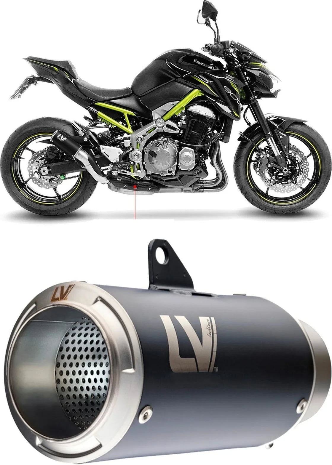 Exhaust Tip Without Sound Certification Lv Corsa Steel Black Stainless Steel End Cap - Leovince Compatible With Kawasaki Z 900 (2025-2026)