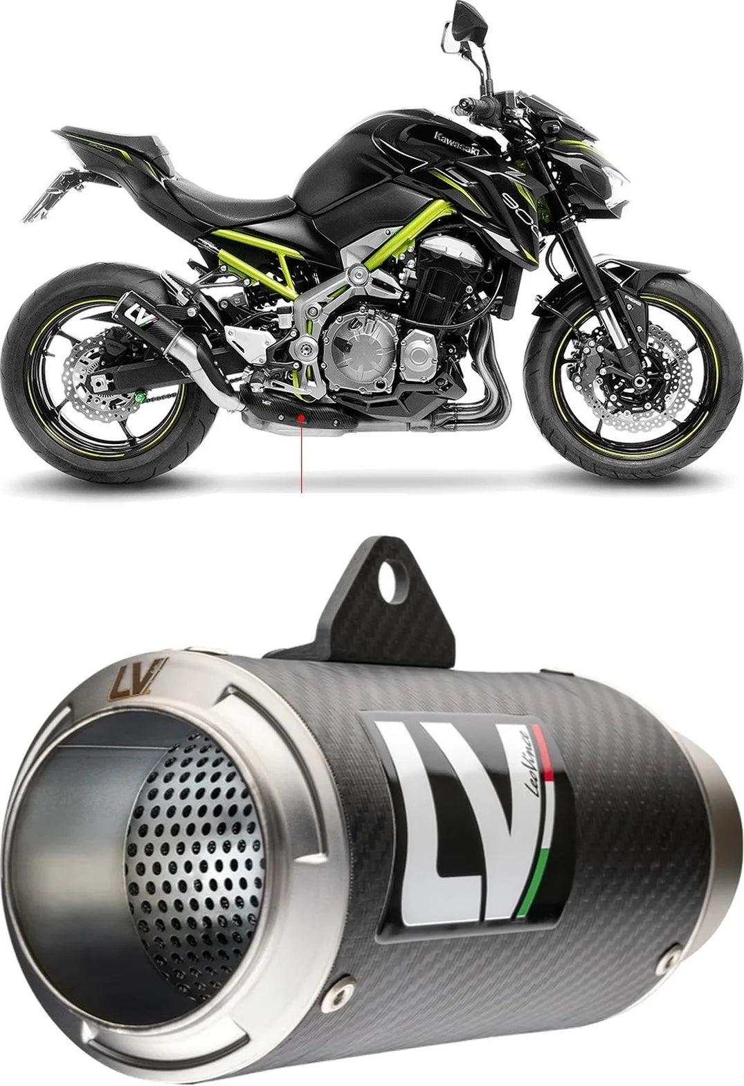 Exhaust Tip Without Sound Certification Lv Corsa Carbon Fiber Stainless Steel End Cap - Leovince Compatible With Kawasaki Z 900 (2017-2019)