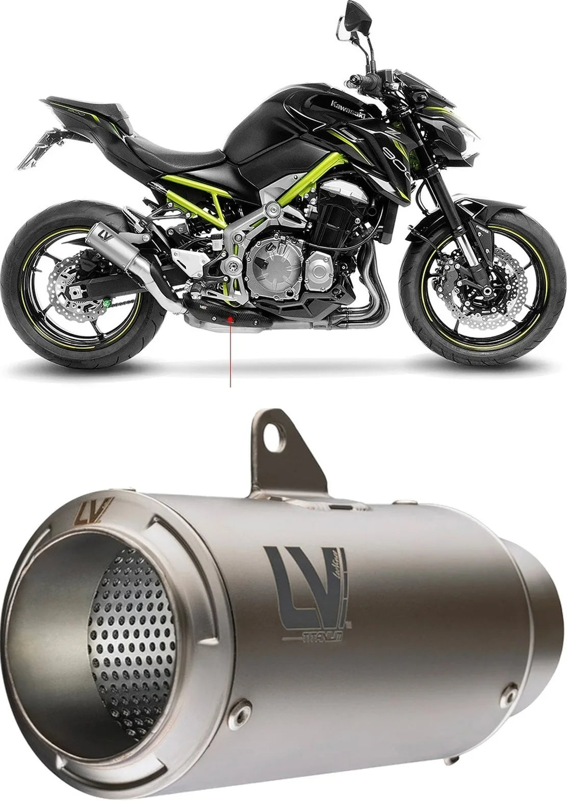 Exhaust Tip Without Sound Certification Lv Corsa Titanium Stainless Steel End Cap - Leovince Compatible With Kawasaki Z 900 (2017-2019)